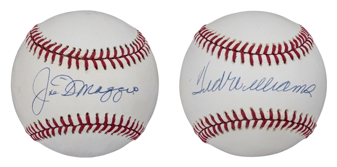 Lot of (2) Hall of Famers Single Signed Baseball Including Ted Williams and Joe DiMaggio (SGC)